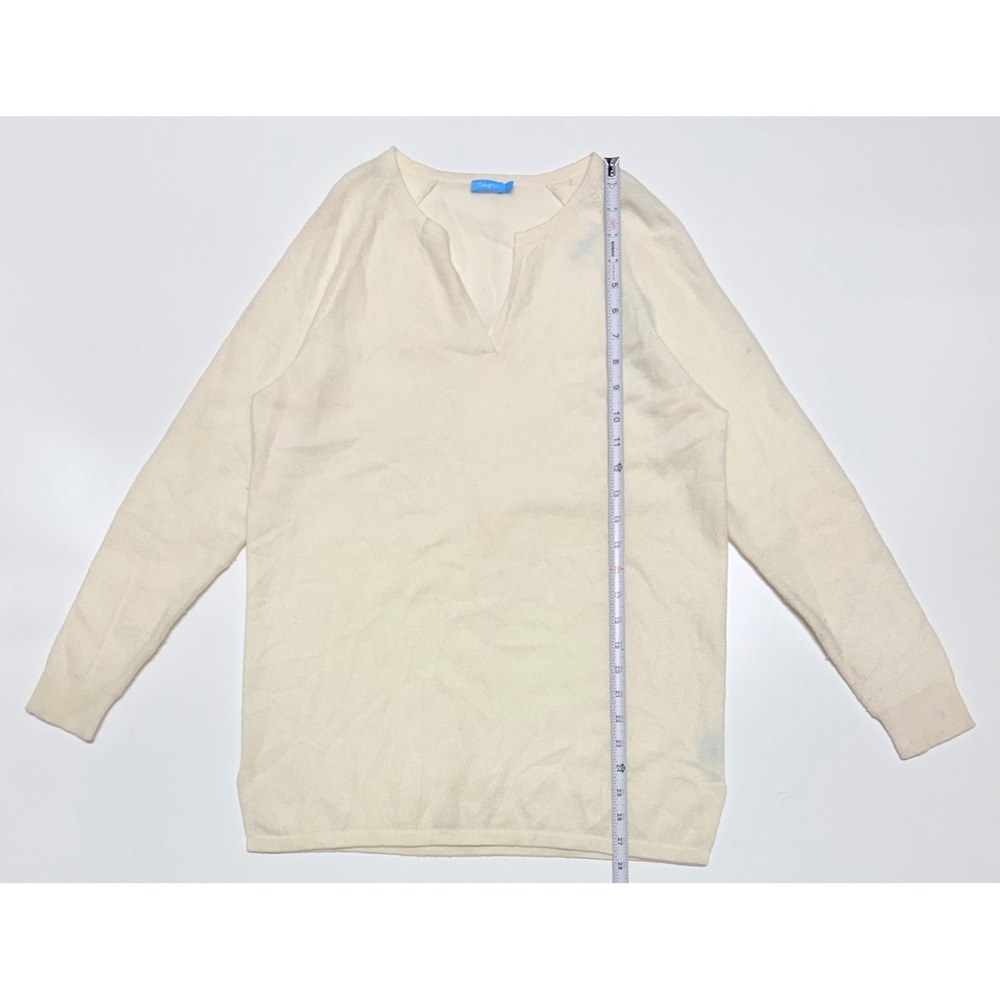J.McLaughlin Womens 100% Cashmere Split‎ V-Neck Raglan Sweater Tunic Cream Small